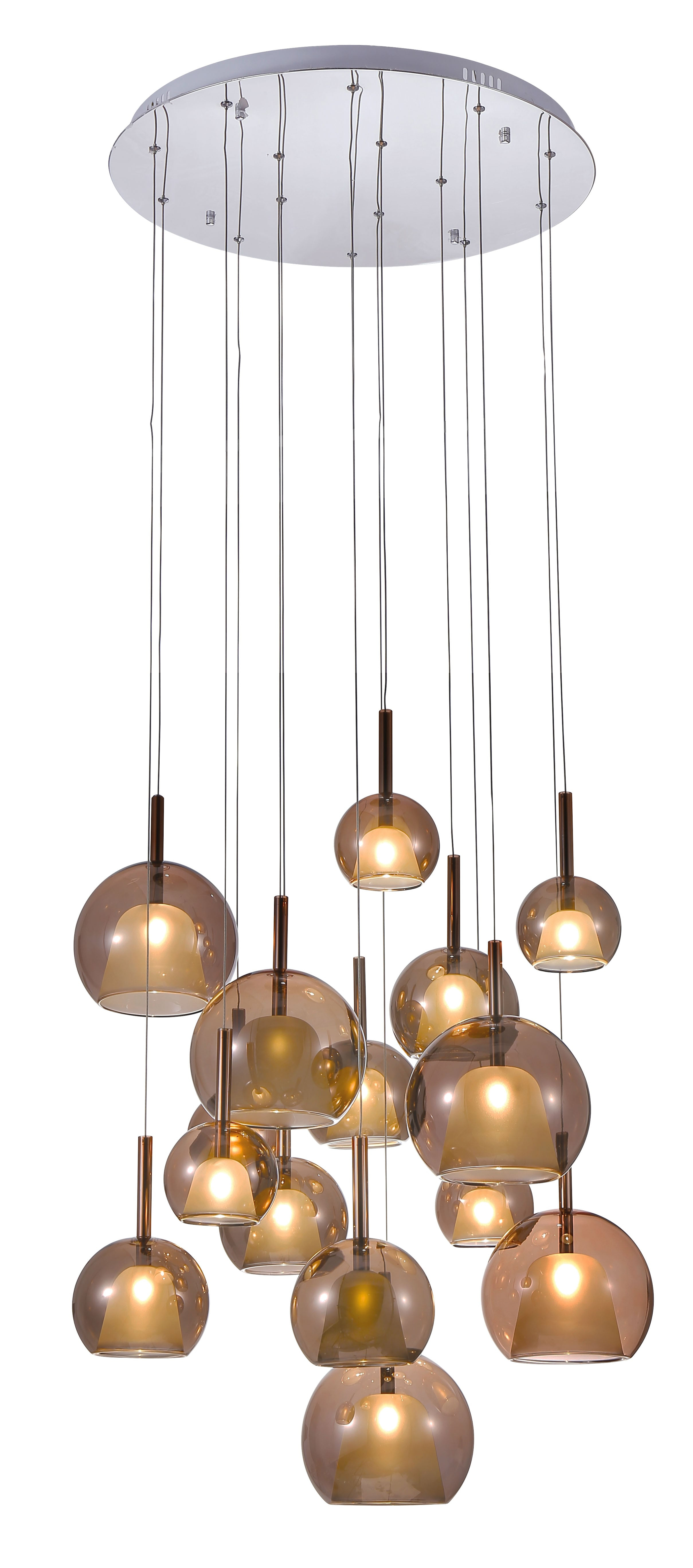 Pietnastopunktowa Pendant Lamp Glamor Bellezia Chrome Copper G4 20w inside sizing 2418 X 5472