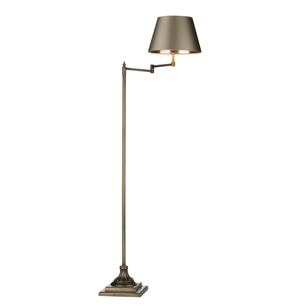 Pimlico Floor Lamp In Antique Brass With Swivel Arm Right regarding size 1000 X 1000