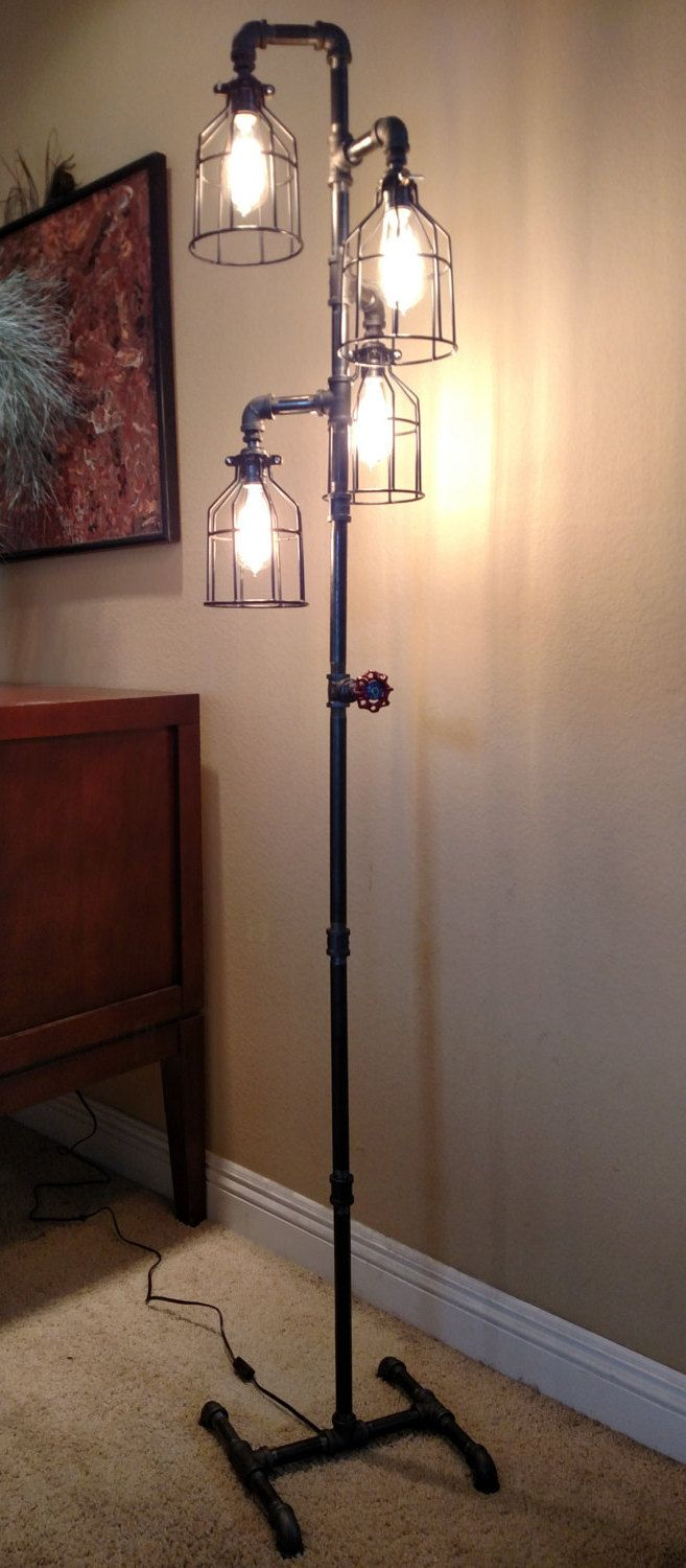 Pipe Floor Lamp 4 Fixture Metal Lamp Guard for dimensions 657 X 1500