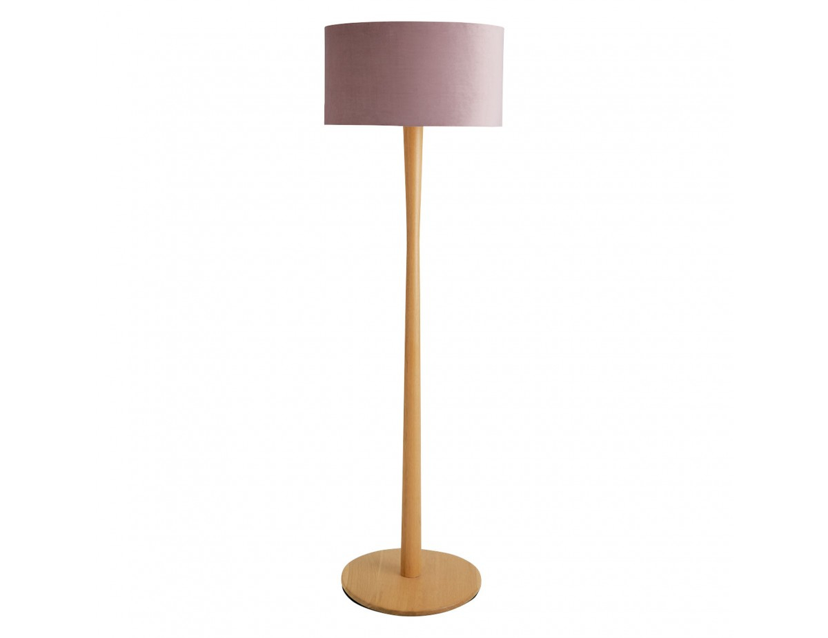 Pole Oak Wooden Floor Lamp With Lilac Velvet Shade within size 1200 X 925