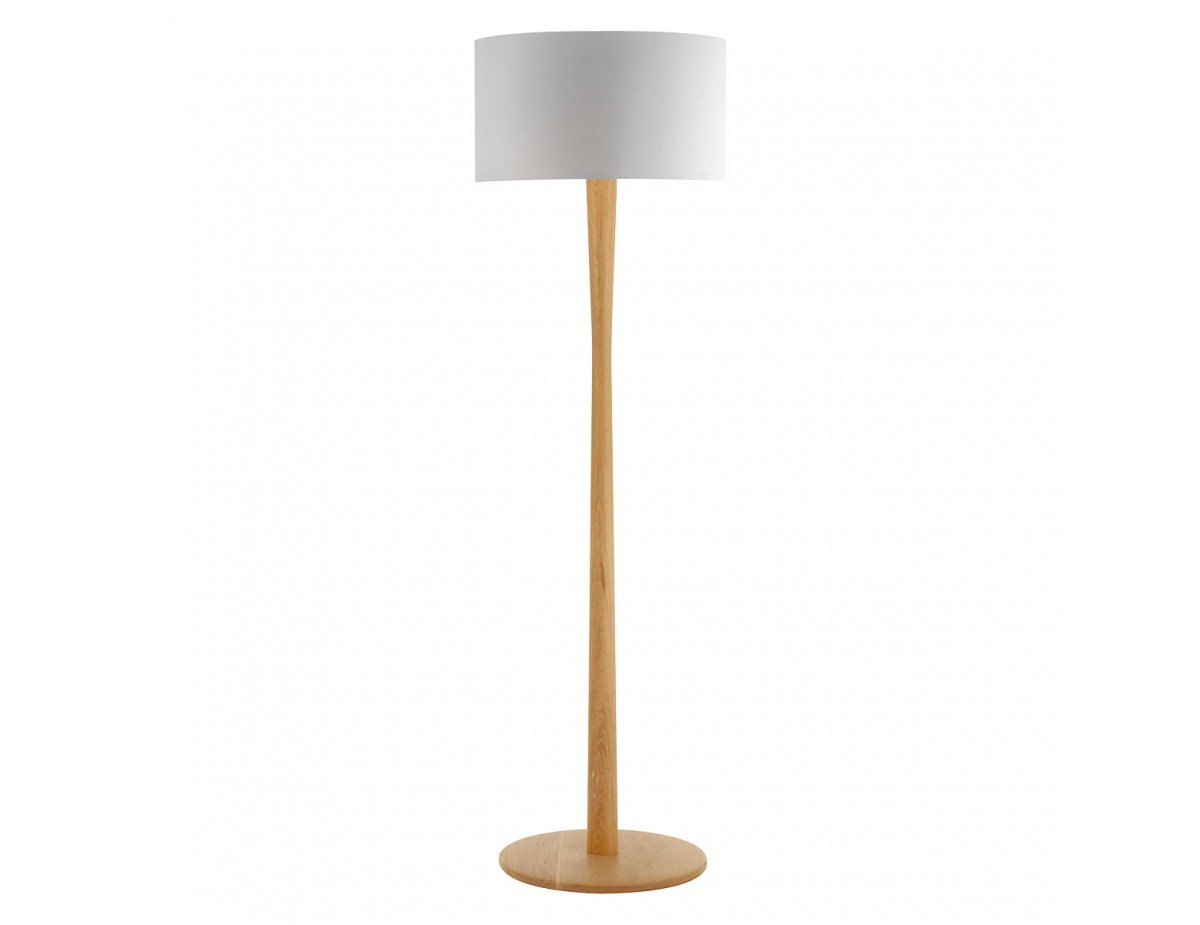 Pole Oak Wooden Floor Lamp With White Shade in proportions 1200 X 925