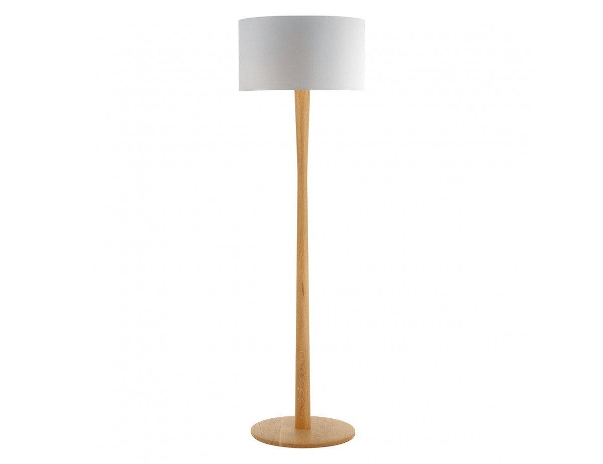 Pole Oak Wooden Floor Lamp With White Shade in sizing 1200 X 925