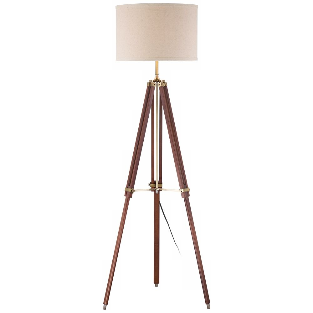 Possini Euro Cherry Finish Wood Surveyor Tripod Floor Lamp throughout dimensions 1000 X 1000