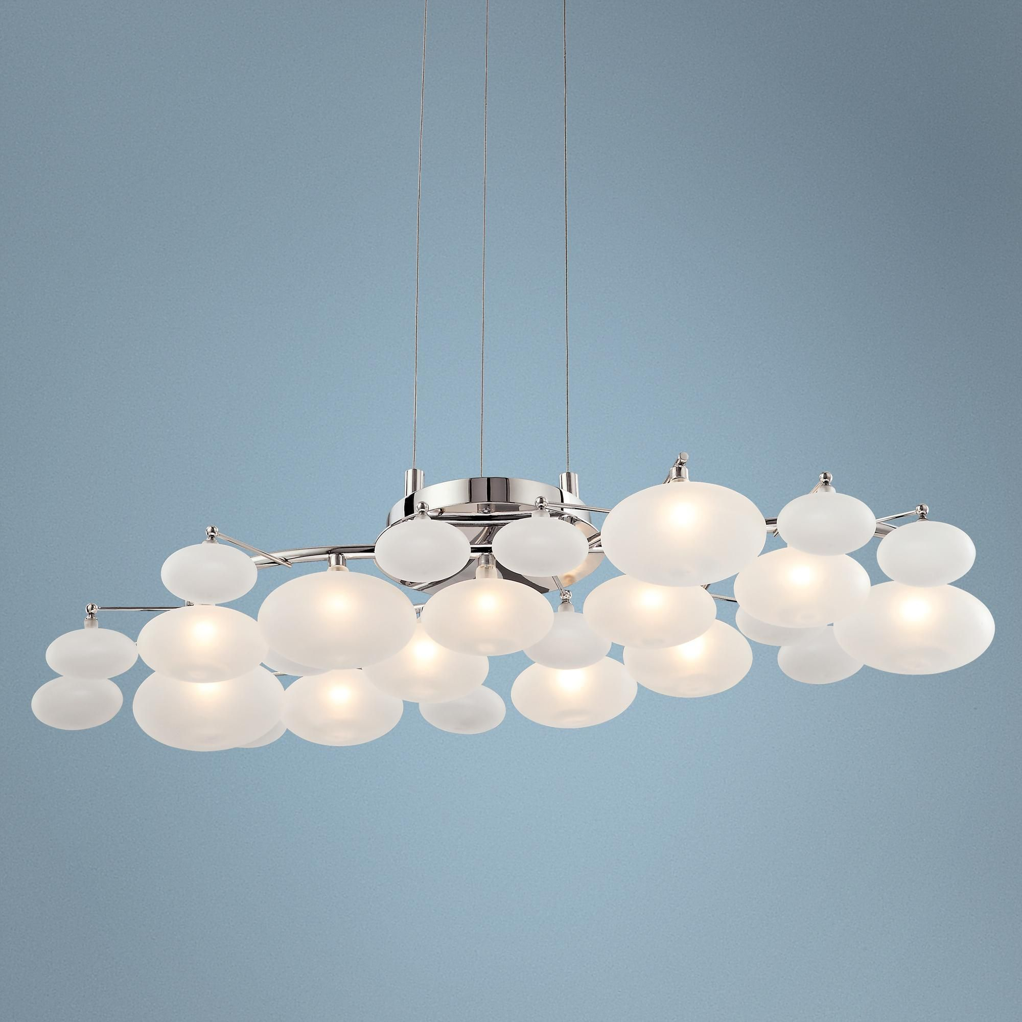 Possini Euro Lilypad 30 Wide Etched Glass Modern Chandelier pertaining to dimensions 2000 X 2000