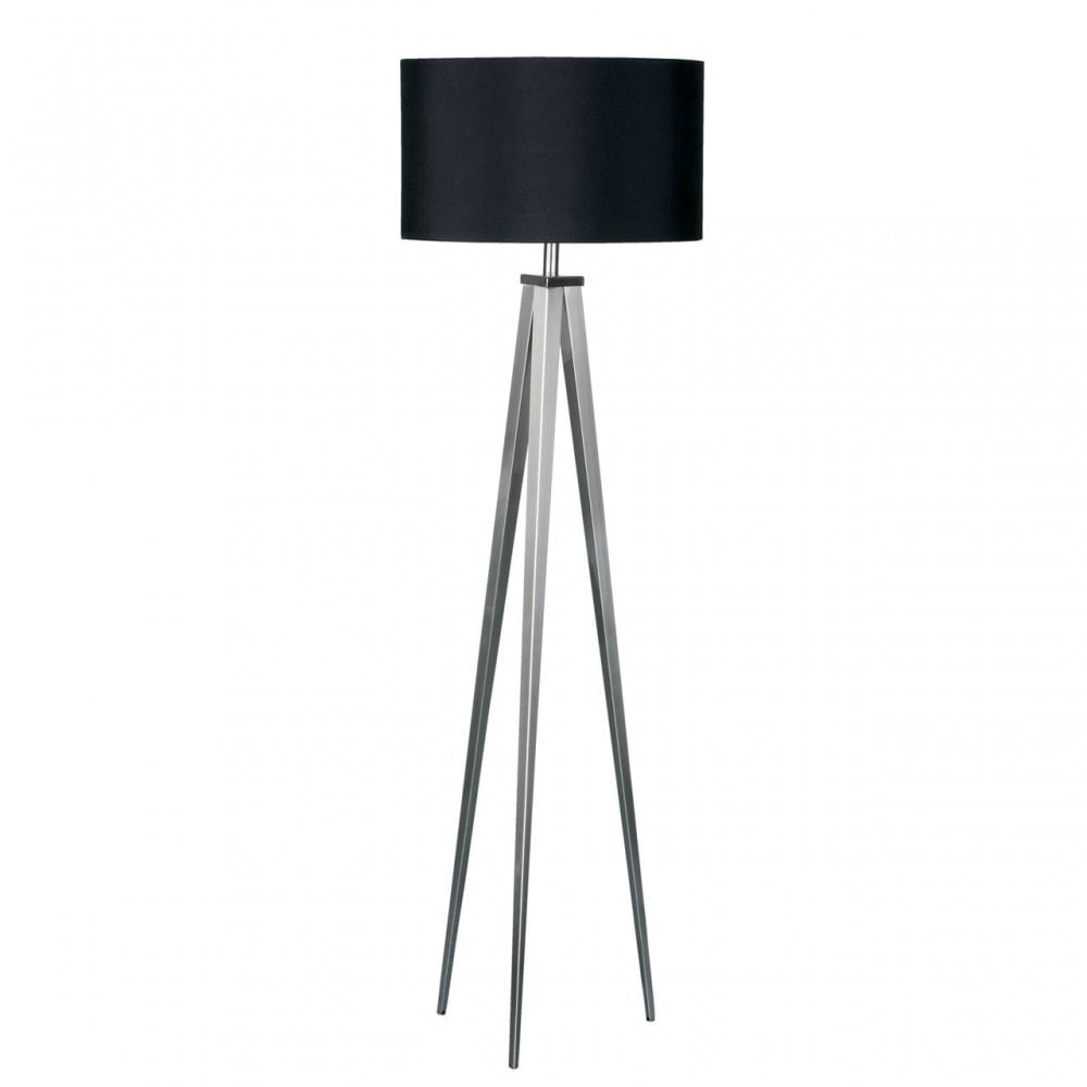 Premier Home Tripod Floor Lamp Chrome Fabric Black regarding measurements 1000 X 1000