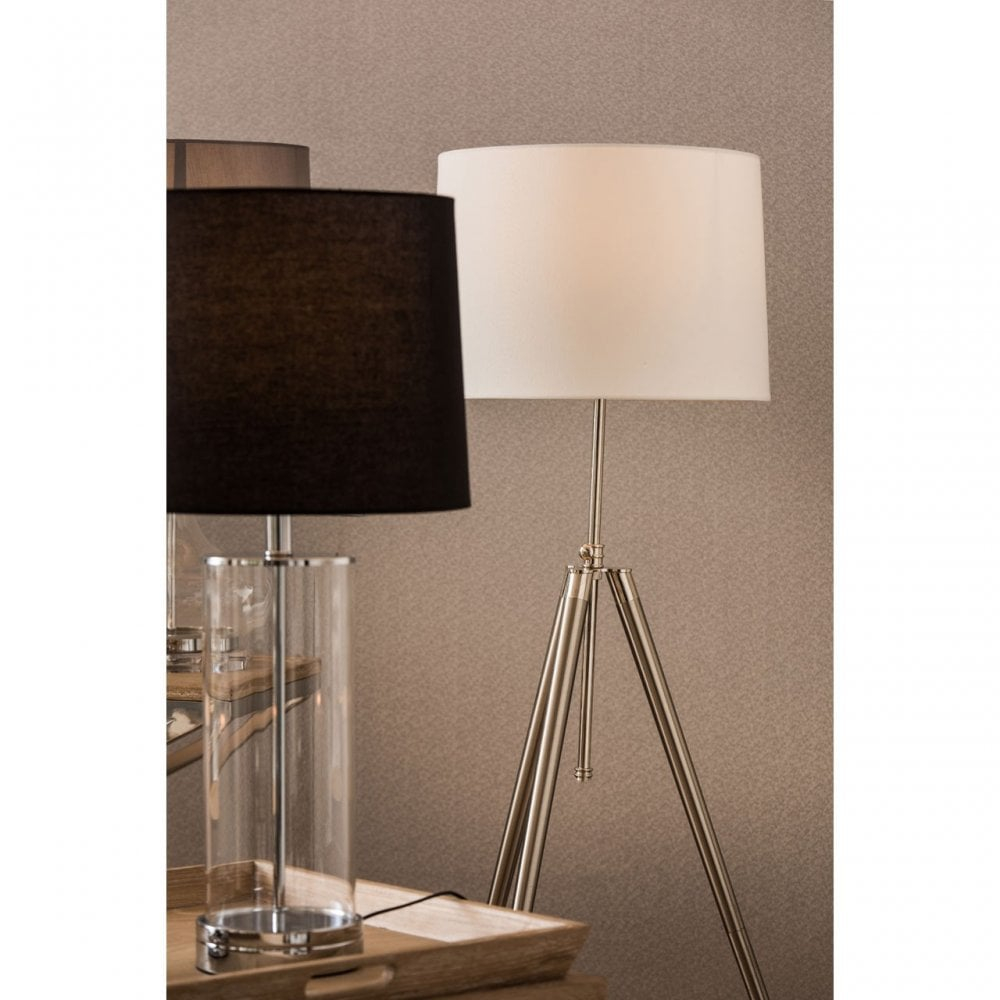 Premier Lighting Unique Tripod Floor Lamp Iron Linen Cream pertaining to dimensions 1000 X 1000