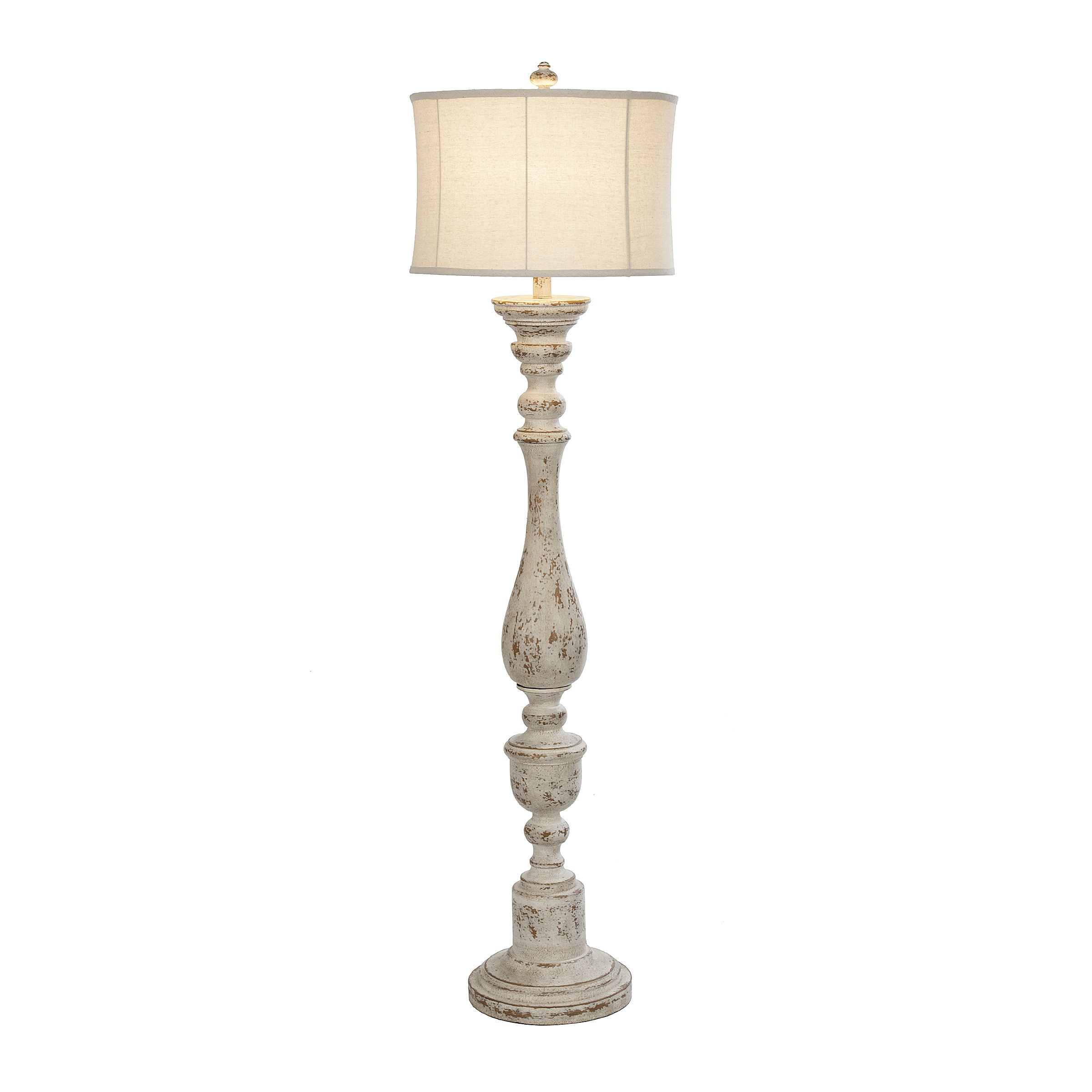 Product Details Distressed Cream Spindle Floor Lamp throughout measurements 2400 X 2400