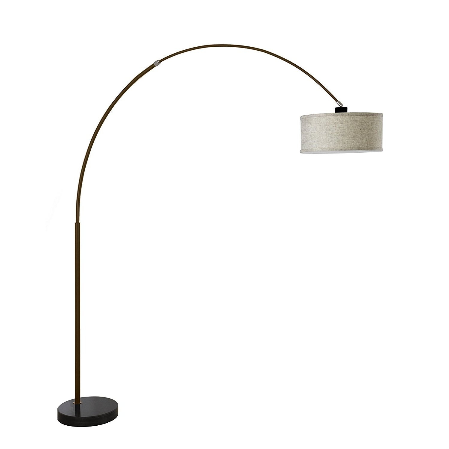 Q Max Steel Adjustable Arching 81 Inch Floor Lamp With Beige Shade And Black Marble Base inside proportions 1500 X 1500