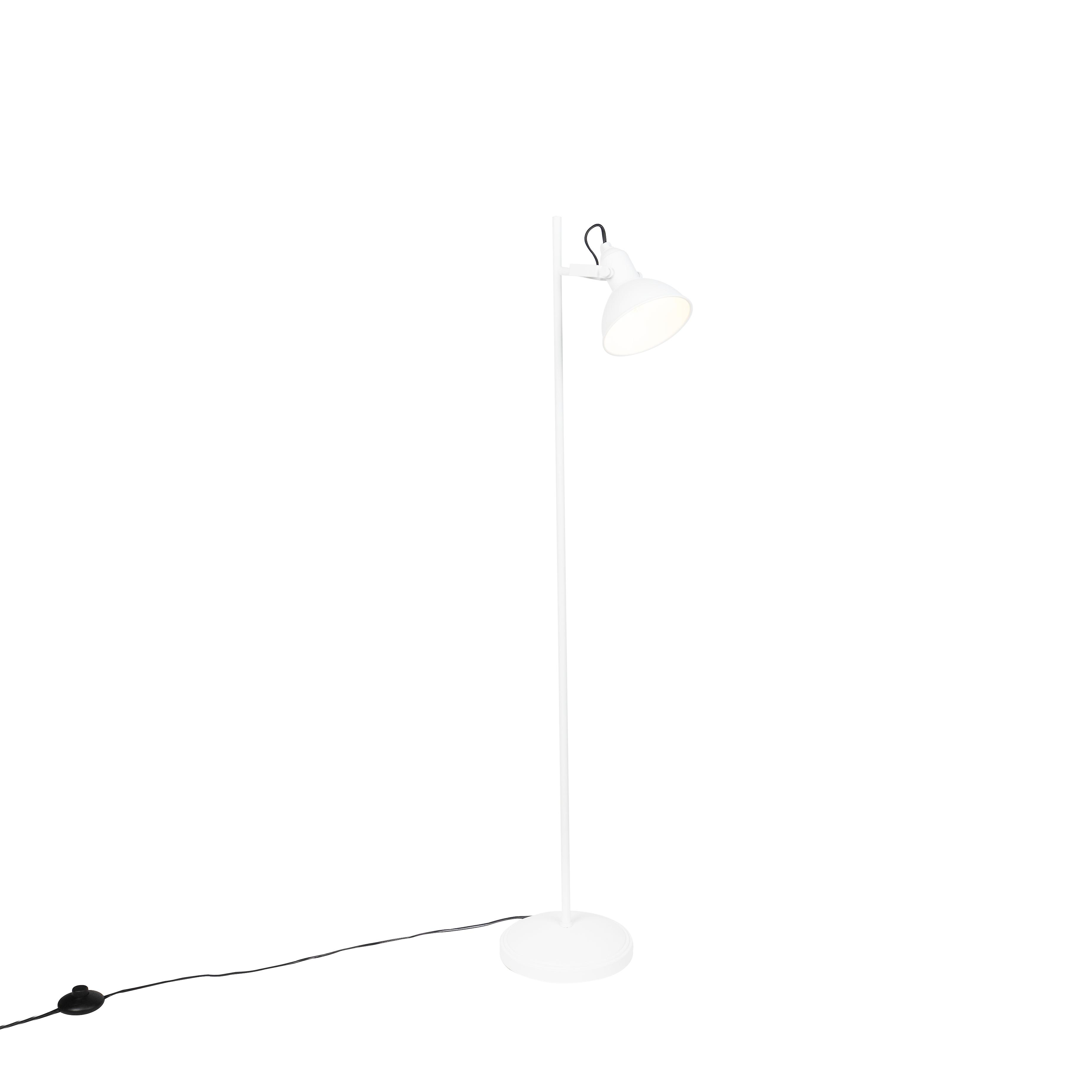 Qazqa Industrial Floor Lamp 1 White Tommy intended for size 3691 X 3691