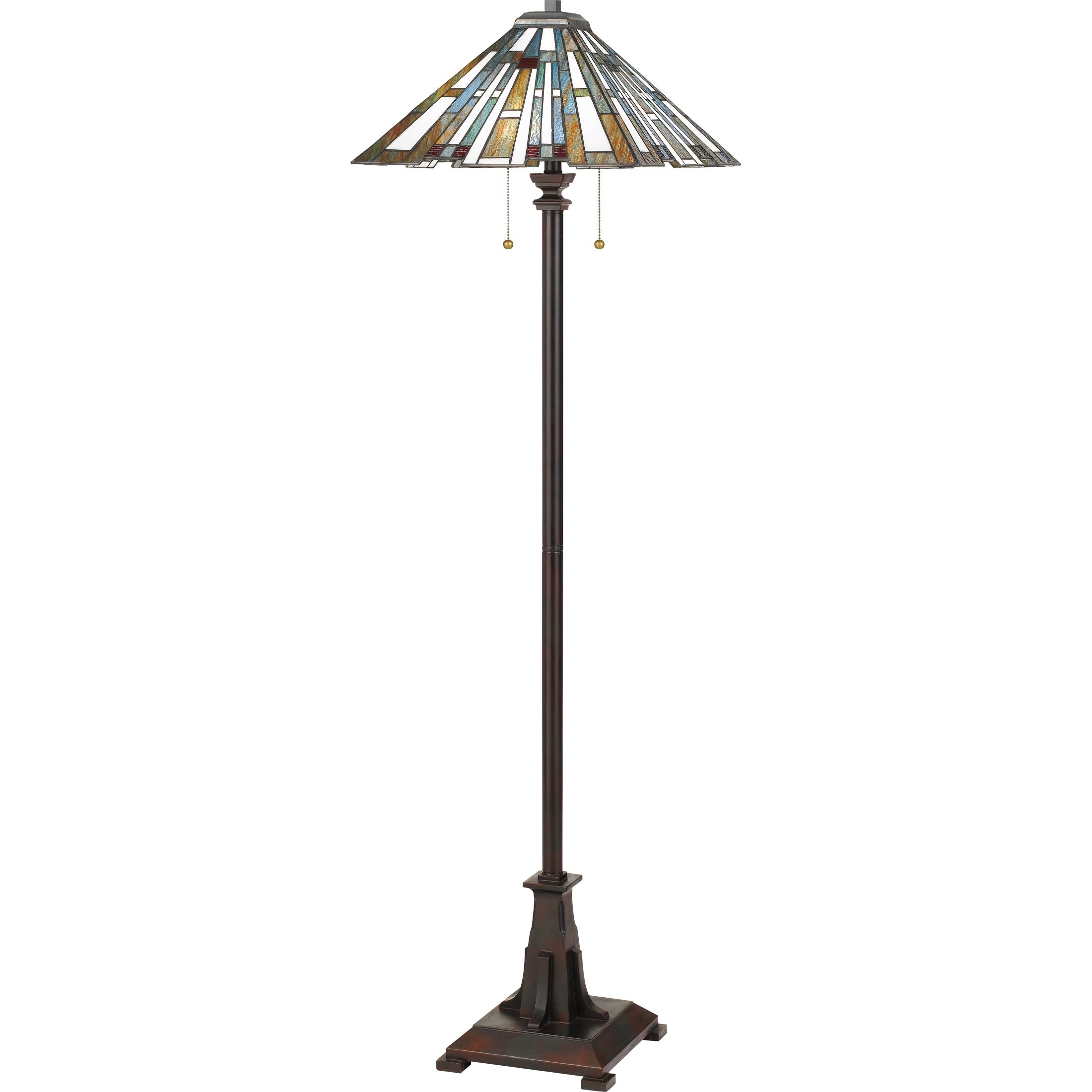 Quoizel Maybeck Valiant Bronze 2 Light Tiffany Floor Lamp for proportions 2200 X 2200