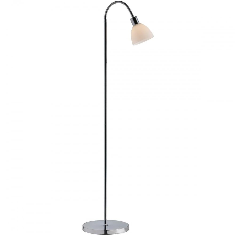 Ray Contemporary Chrome Floor Lamp With Opal Glass Shade regarding size 1000 X 1000