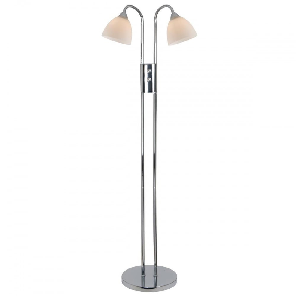 Ray Contemporary Two Light Floor Lamp In Chrome With Opal Glasses in dimensions 1000 X 1000