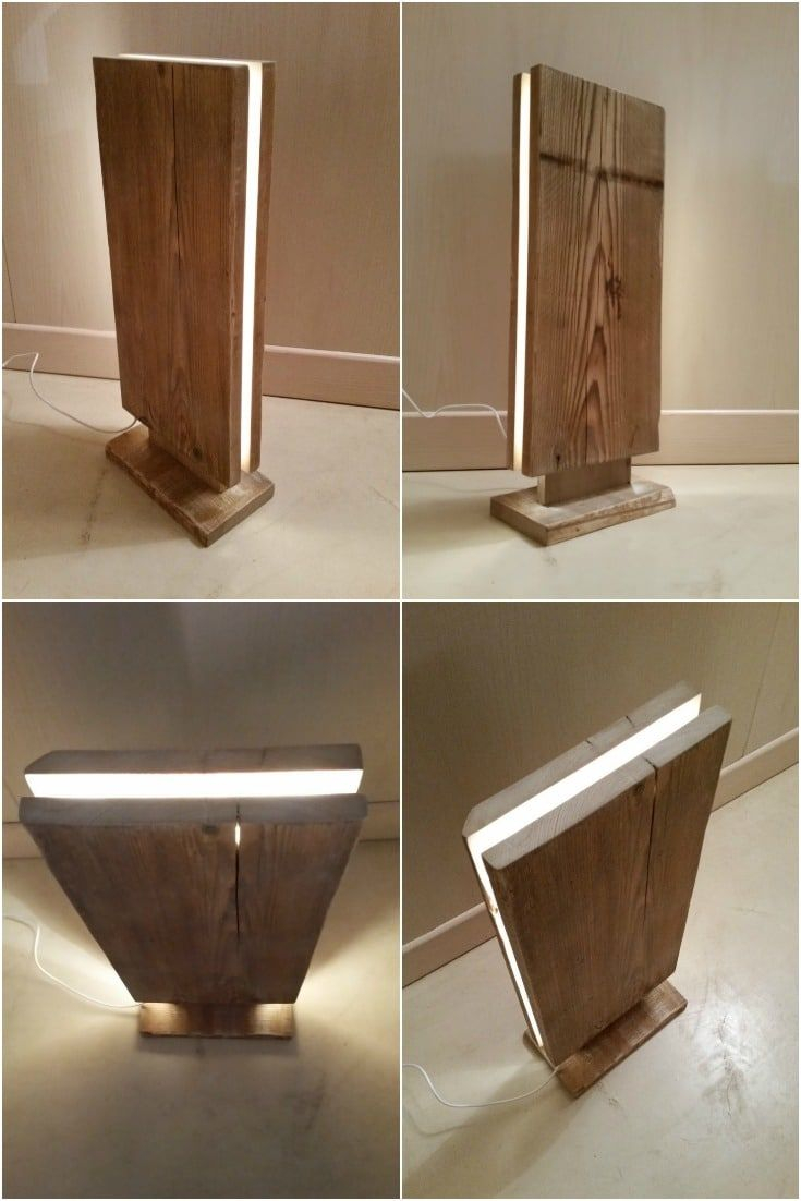Reclaimed Wood Led Floor Lamp Holzlampe Stehlampe Holz with regard to proportions 735 X 1102