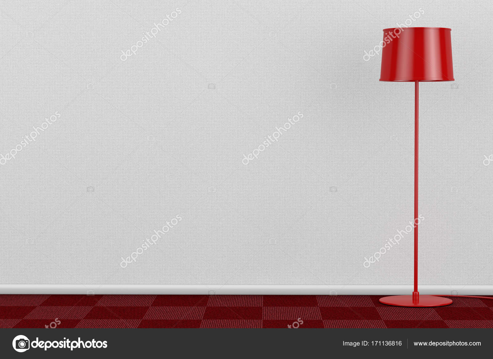 Red Modern Floor Lamp In Room With Red Carpet Floor And in dimensions 1600 X 1167