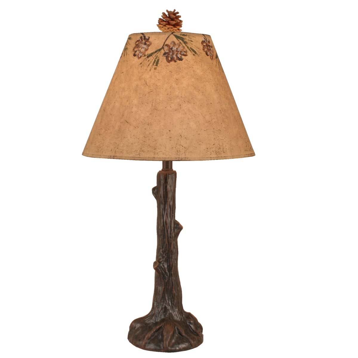 Red Oak Tree Trunk Table Lamp With Burnt Pinecone Shade intended for measurements 1200 X 1200