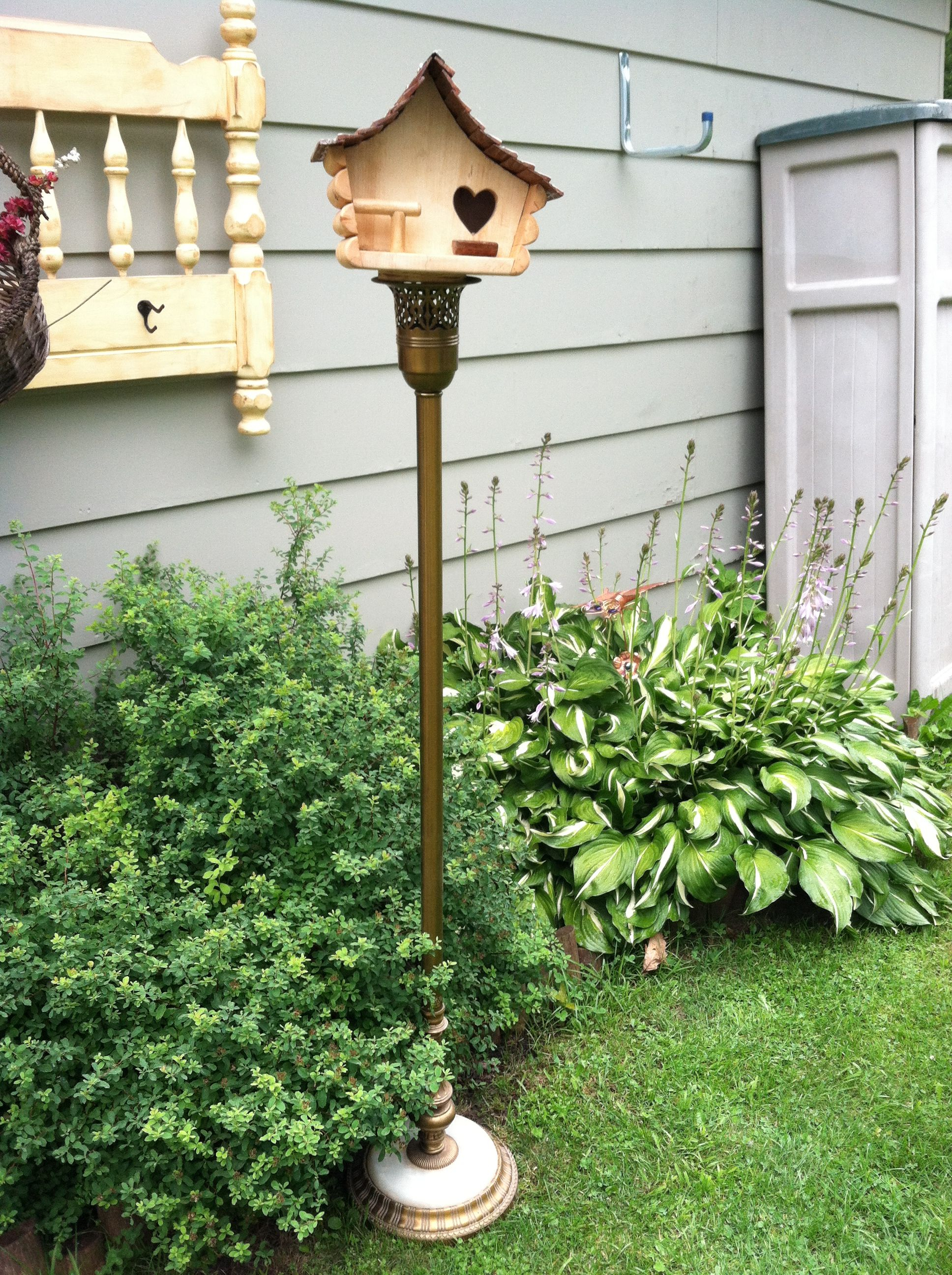 Repurposed Floor Lamp To Make An Outside Birdhouse Decor inside dimensions 1936 X 2592