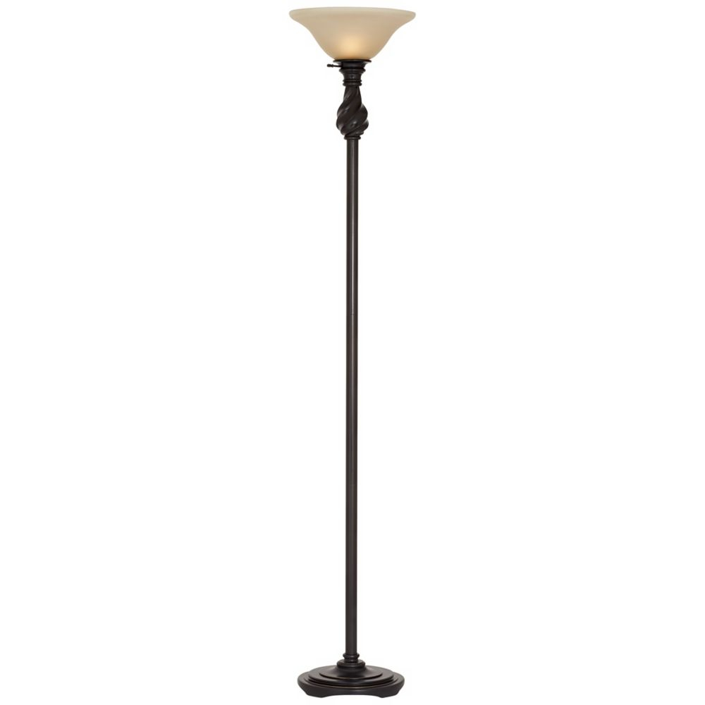 Restoration Bronze Torchiere Floor Lamp With Amber Glass intended for size 1000 X 1000