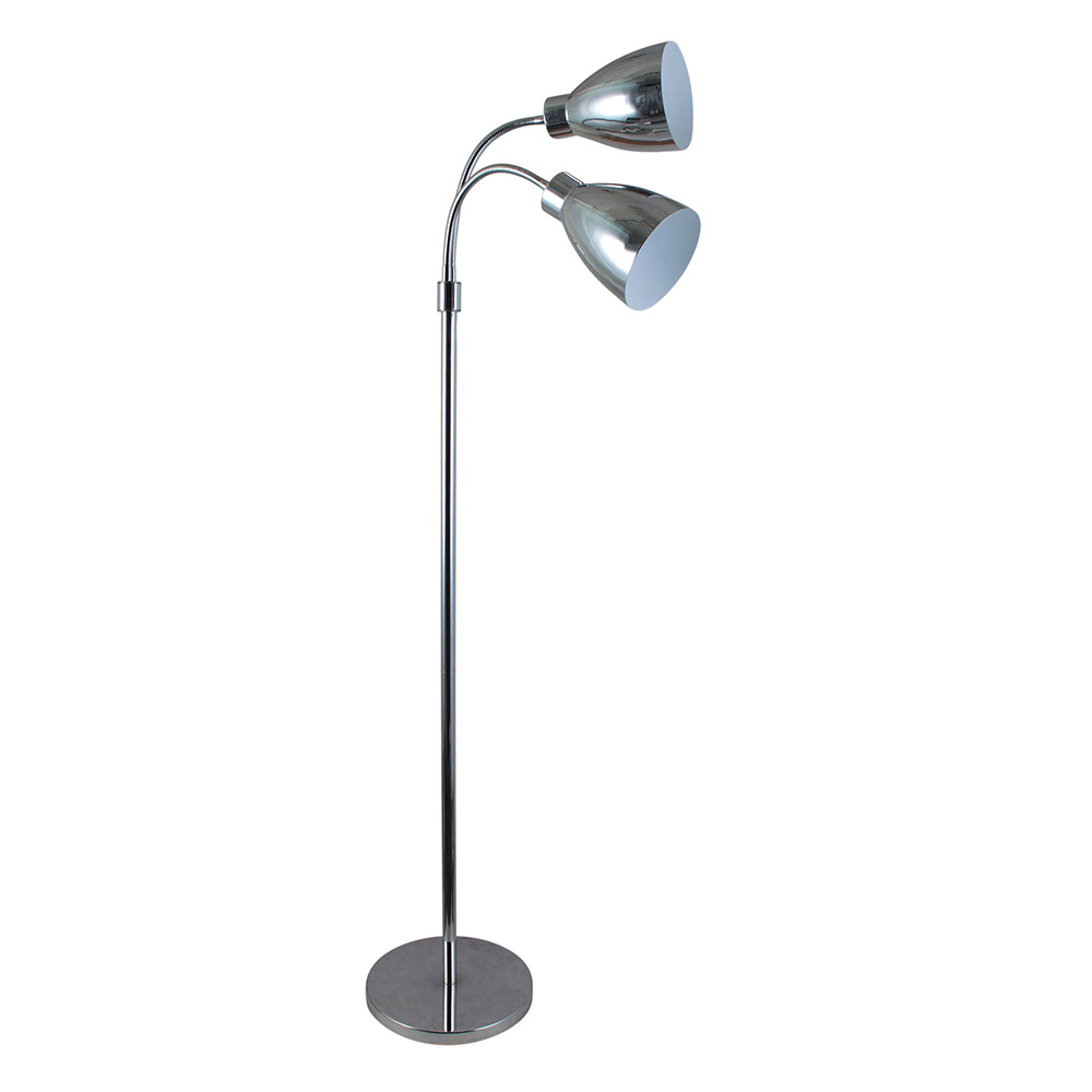 Retro 2 Light Flexible Neck Floor Lamp Chrome Ol91206ch intended for dimensions 1000 X 1000