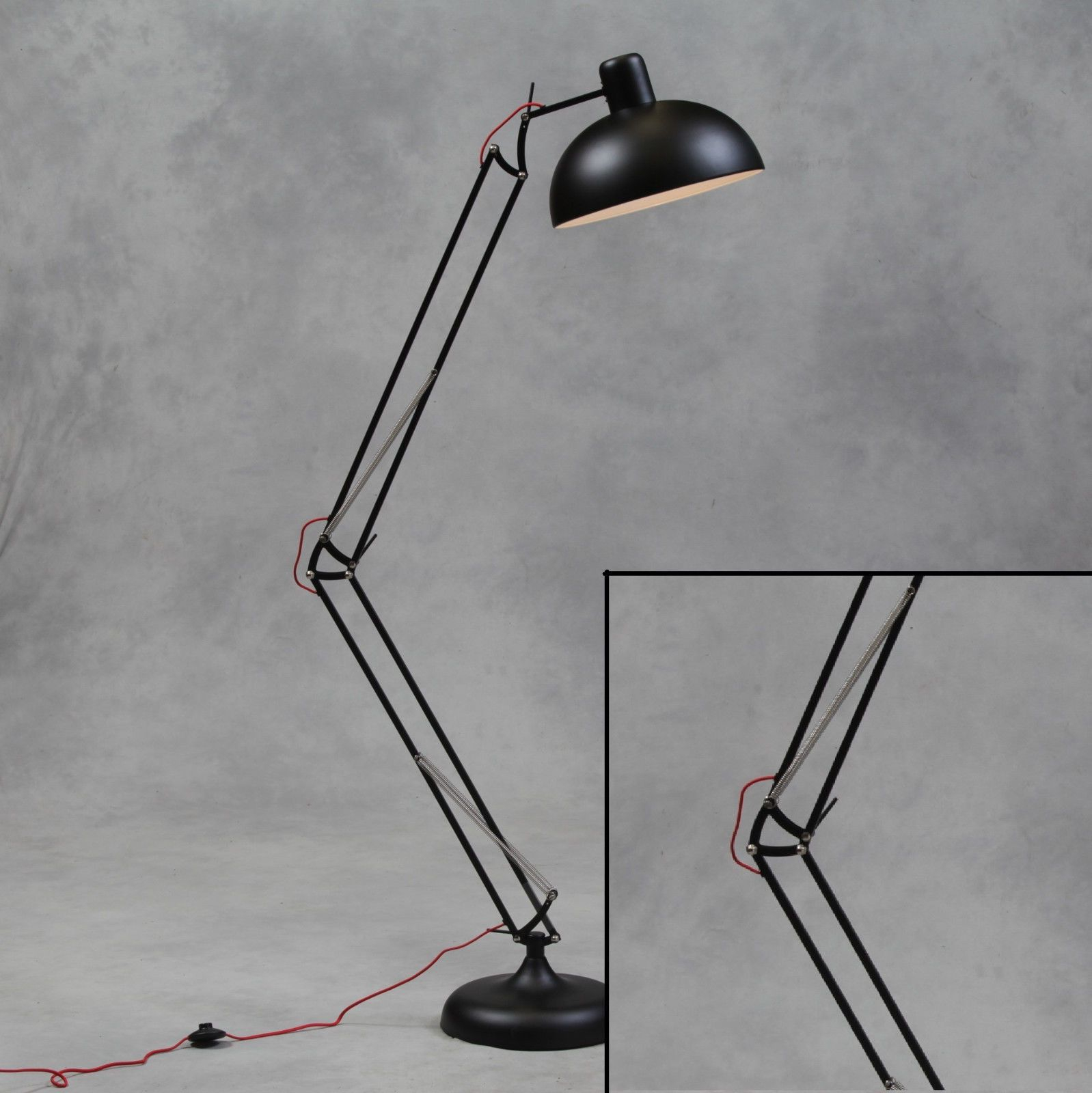 Retro Vintage Style Extra Large Tall Black Metal Desk Style Floor Lamp Light for size 1598 X 1600