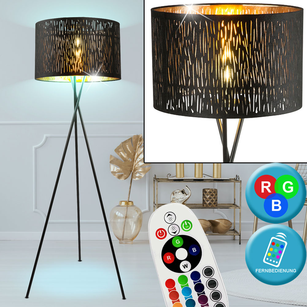 Rgb Led Floor Lamp With Textile Shade And Dimmer Tuxon within sizing 1000 X 1000