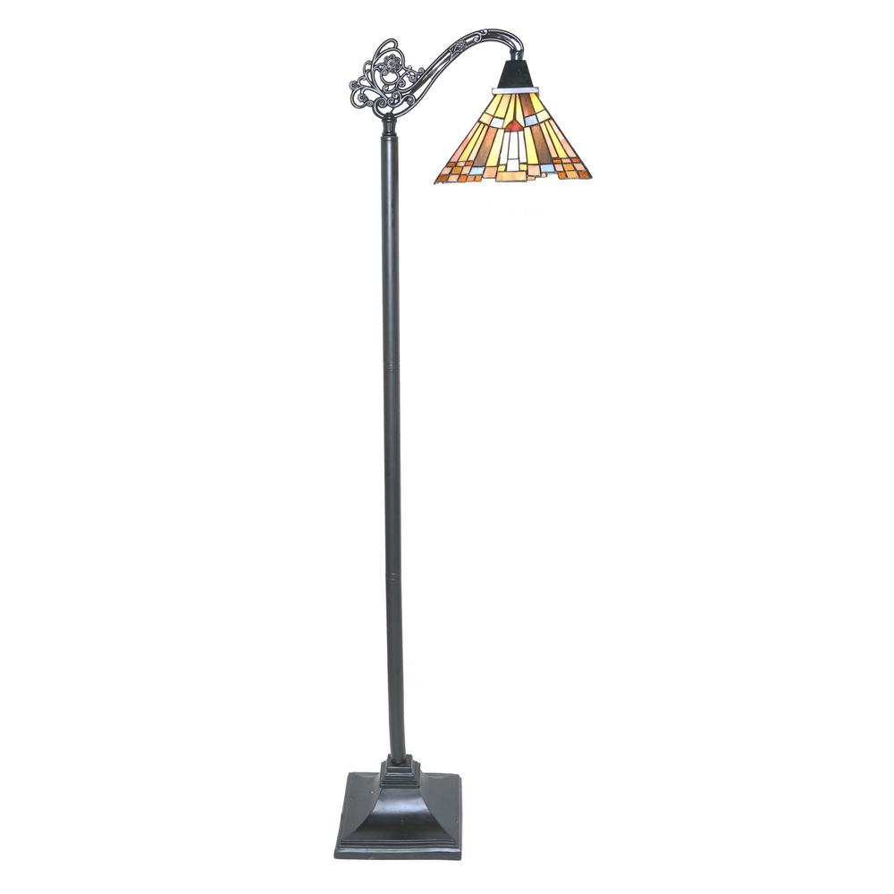 River Of Goods 61 In Multi Colored Side Arm Floor Lamp With Stained Glass Mission Style Shade inside dimensions 1000 X 1000