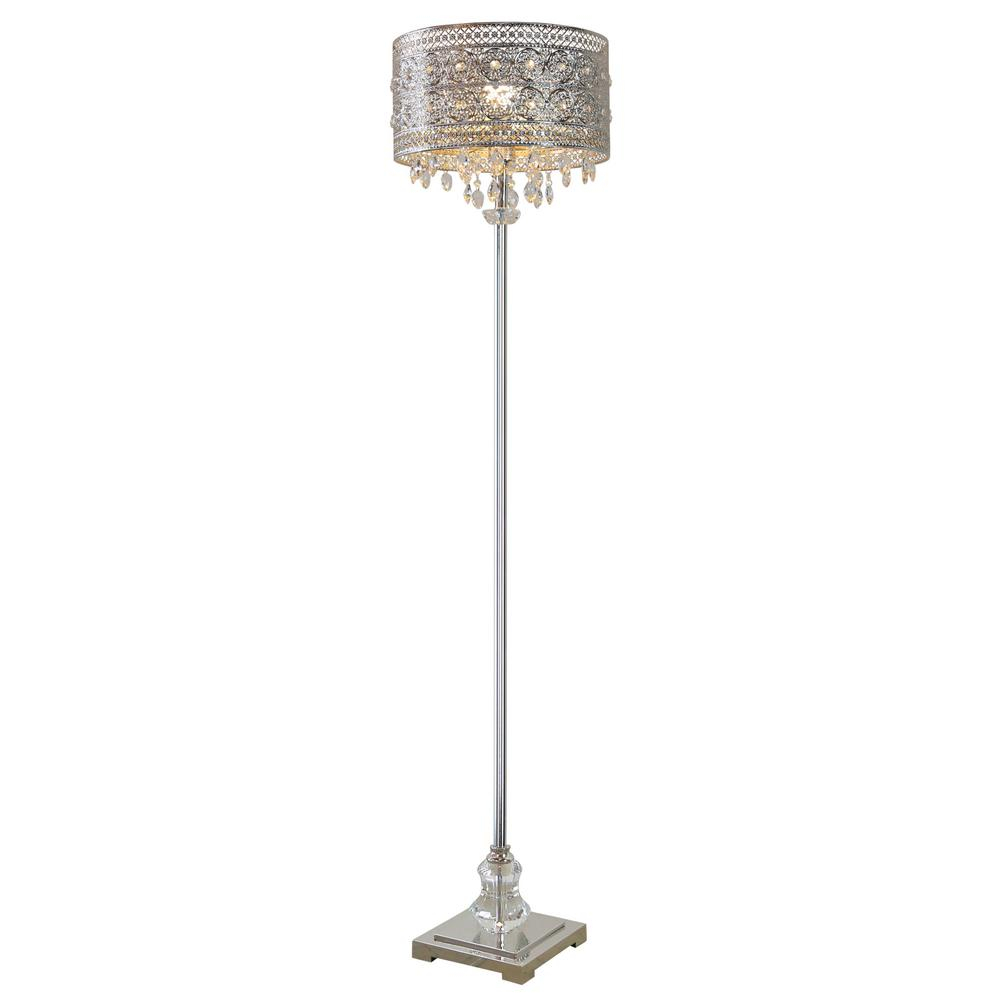 River Of Goods Glam Doll 605 In Clear Crystal Glass And Silver Floor Lamp in sizing 1000 X 1000