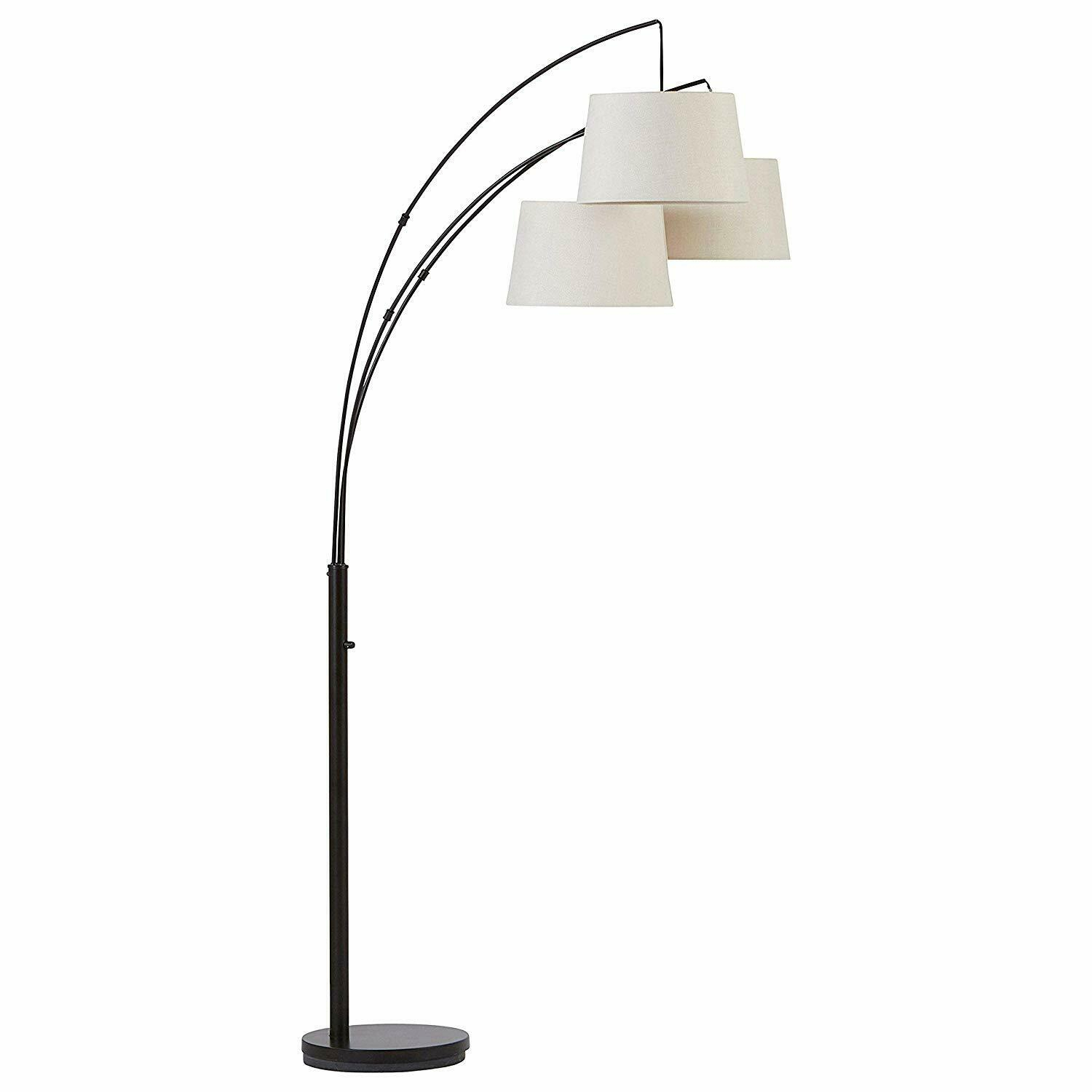 Rivet Modern Adjustable 3 Arm Floor Lamp 77h With Bulbs And Burlap Shades in size 1500 X 1500