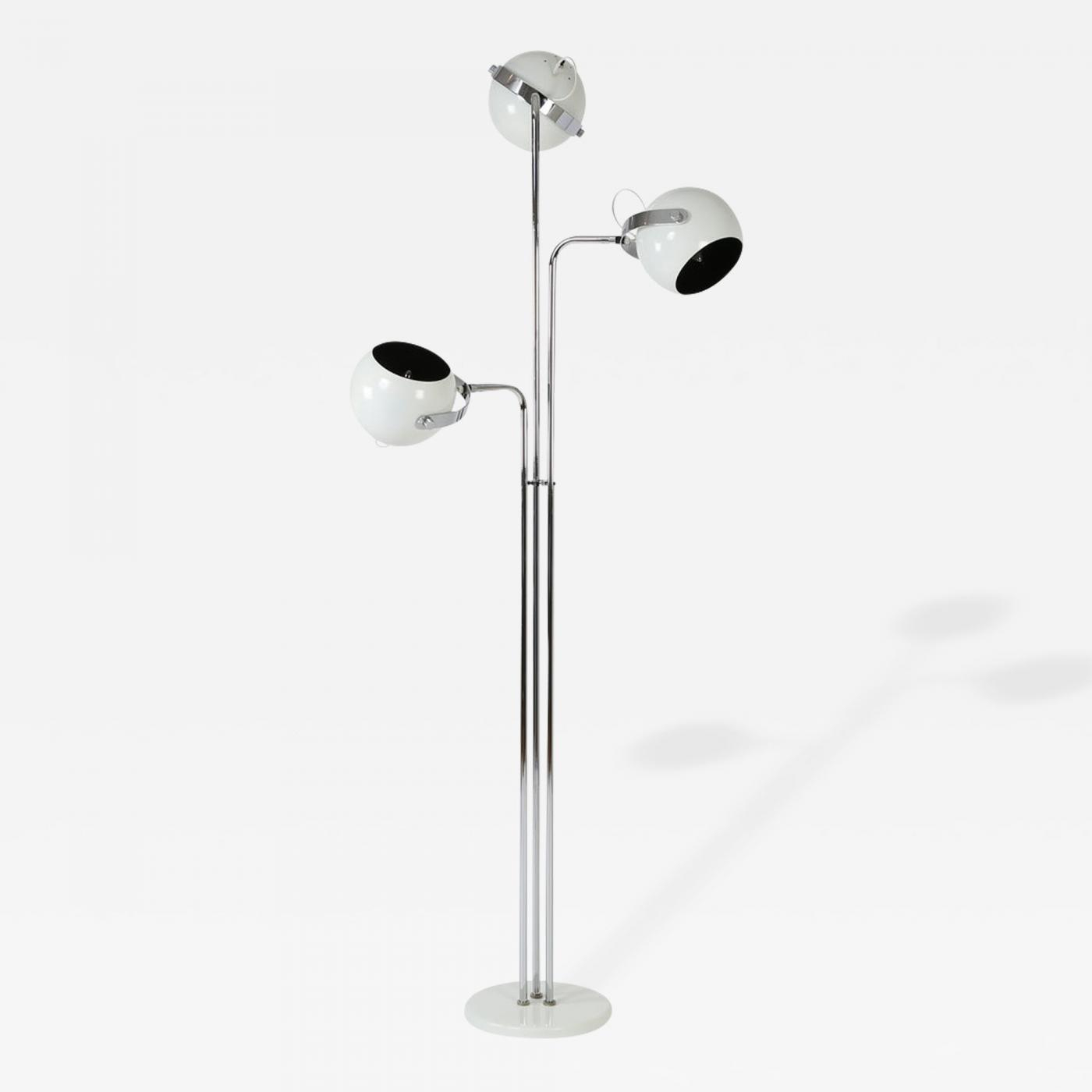 Robert Sonneman Rare Robert Sonneman Three Head Floor Lamp In Chrome And White Enamel throughout measurements 1400 X 1400