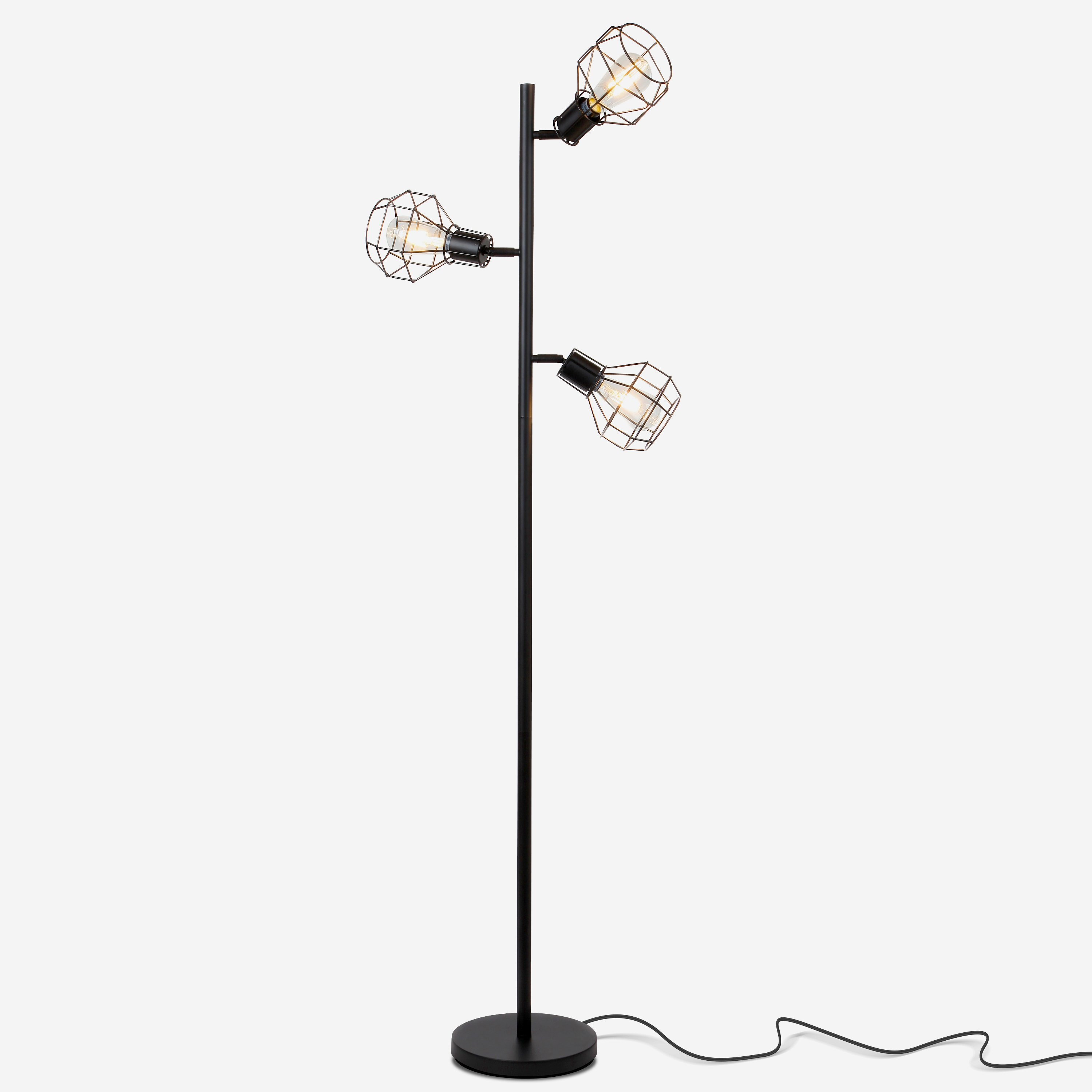 Robin Tree Led Floor Lamp Industrial Modern Style Cage Lantern Shade Tall Free Standing Pole With 3 Vintage Led Light Bulbs Contemporary Bright in size 3000 X 3000