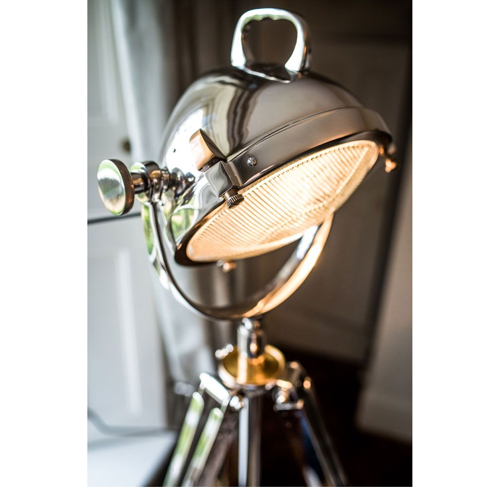 Rolls Headlamp Floor Lamp With Polished Nickel Wood Tripod for size 1000 X 1000