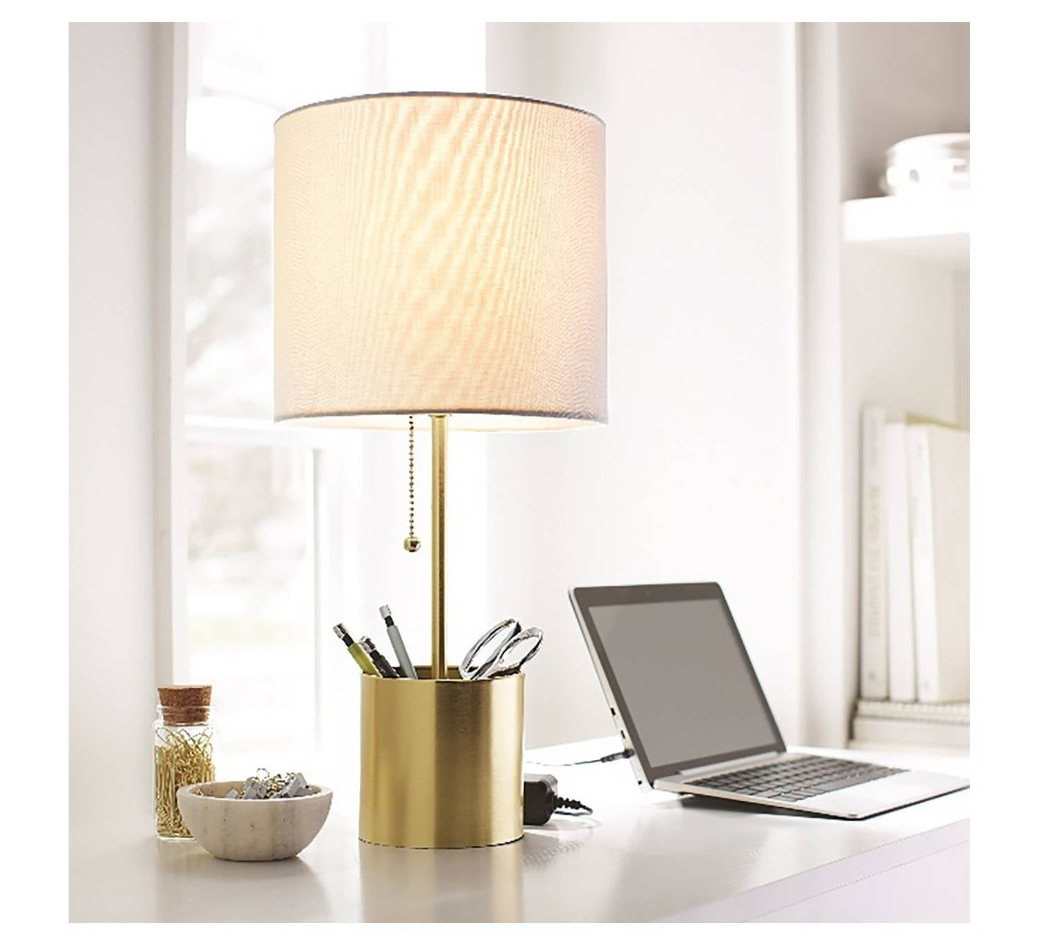 Room Essentials Stick Table Lamp With Plated Brass Storage with regard to proportions 1500 X 1365