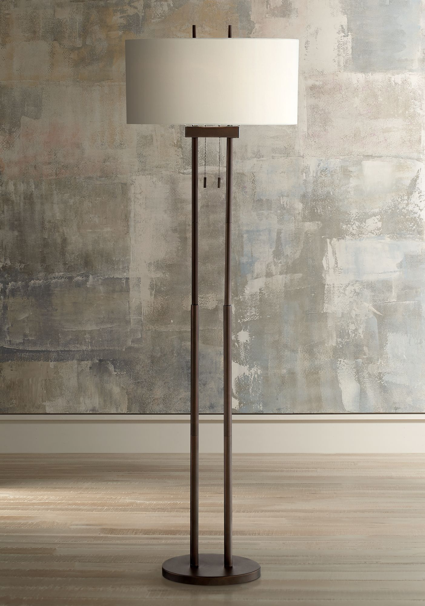 Roscoe Bronze Metal 62 Inch H Twin Pole Floor Lamp with regard to proportions 1403 X 2000