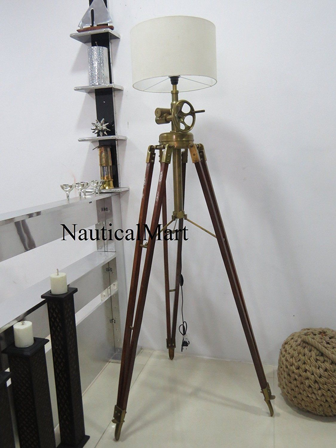 Royal Marine Tripod Floor Lamp Nauticalmart Amazoncouk throughout sizing 1125 X 1500