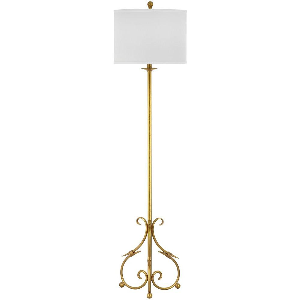 Safavieh Elisa Baroque 60 In Antique Gold Floor Lamp With White Shade with size 1000 X 1000