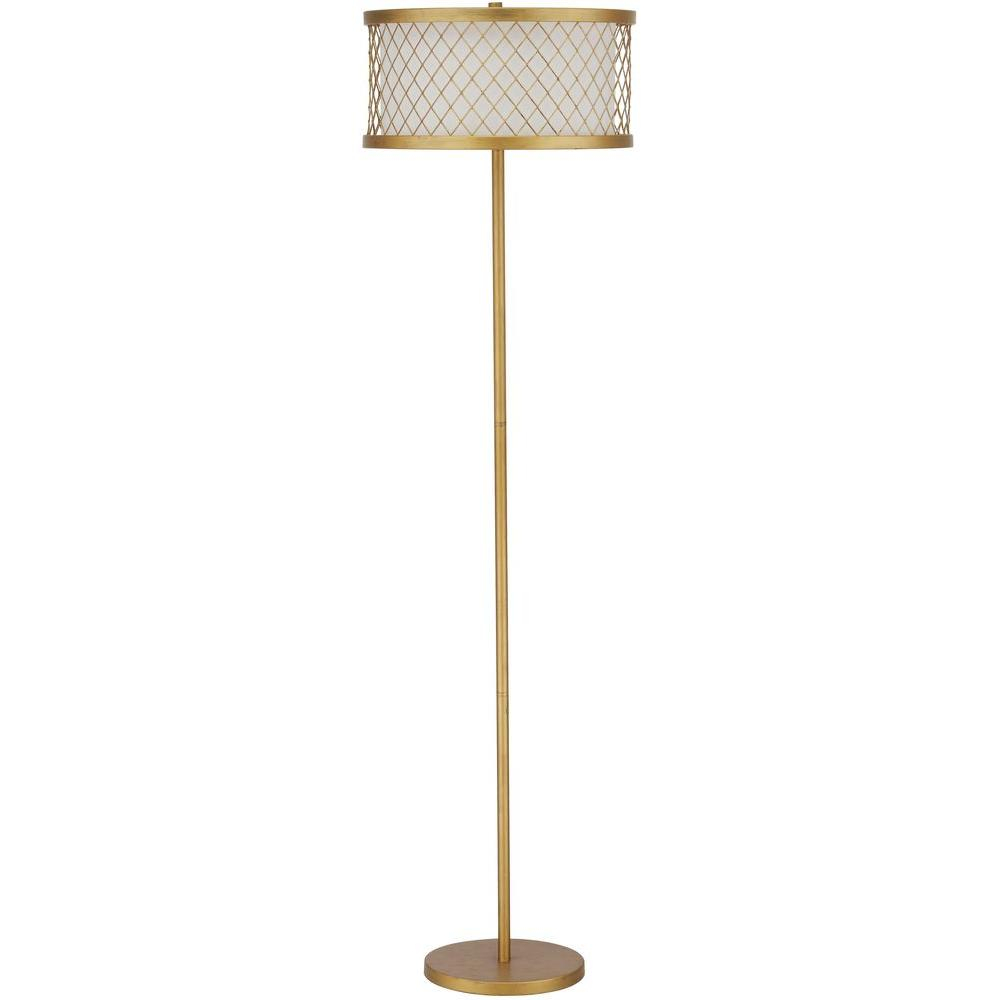 Safavieh Evie Mesh 5825 In Antique Gold Floor Lamp With White Shade inside dimensions 1000 X 1000
