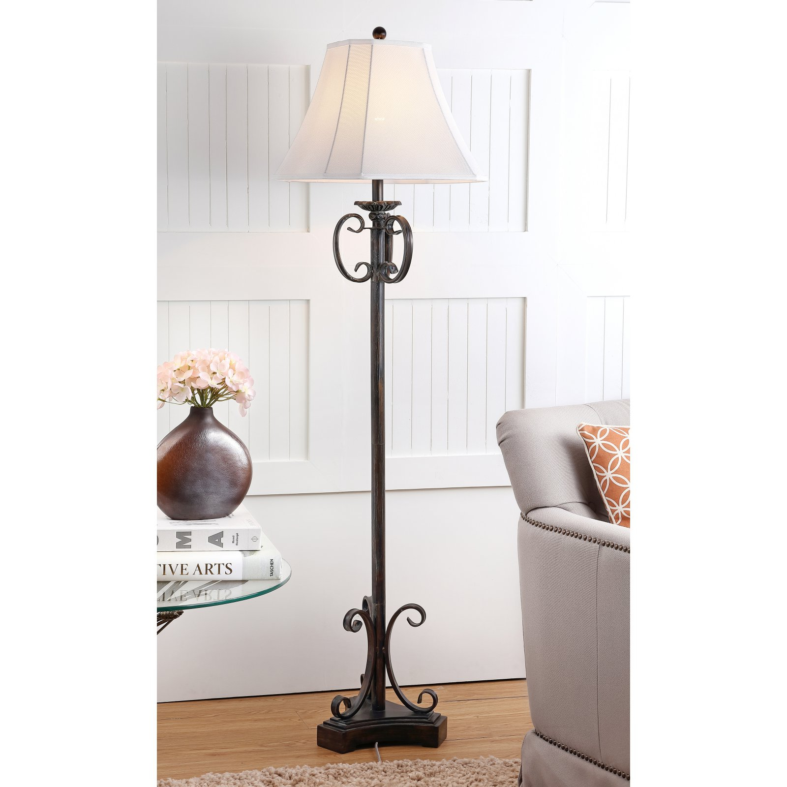Safavieh Isabella Floor Lamp With Cfl Bulb Oil Rubbed Bronze With Off White Shade regarding sizing 1600 X 1600