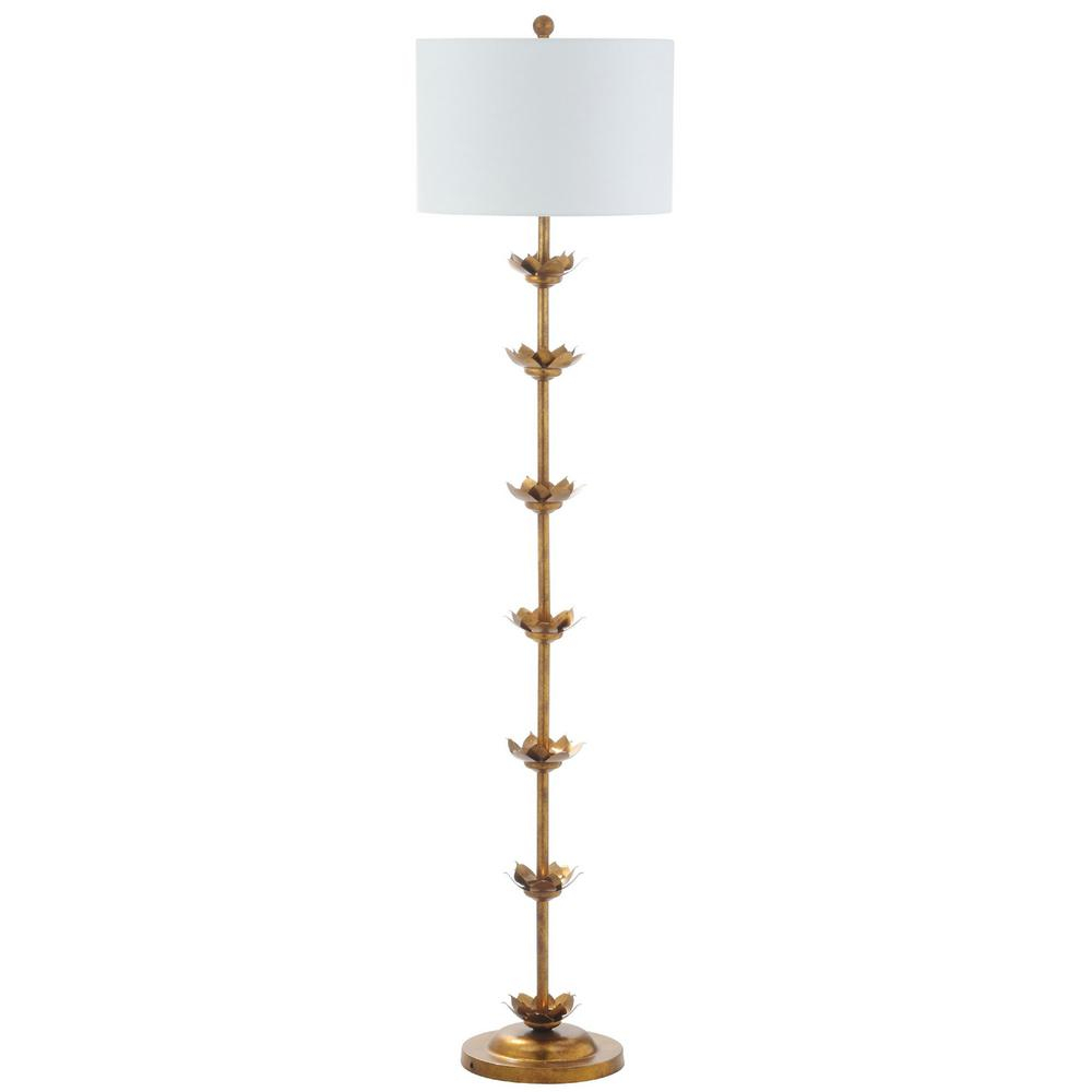 Safavieh Landen Leaf 635 In Antique Gold Floor Lamp With Off White Shade with regard to measurements 1000 X 1000