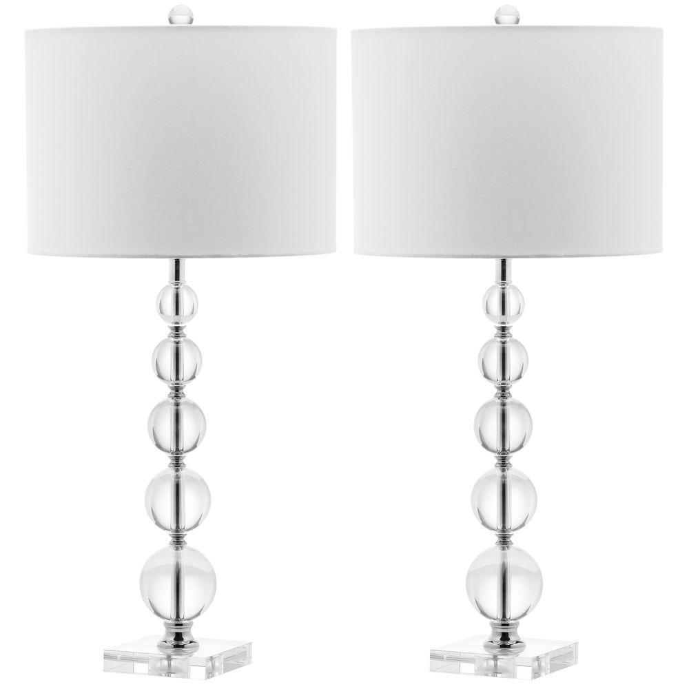 Safavieh Liam 29 In Clear And White Stacked Crystal Ball Table Lamp regarding dimensions 1000 X 1000