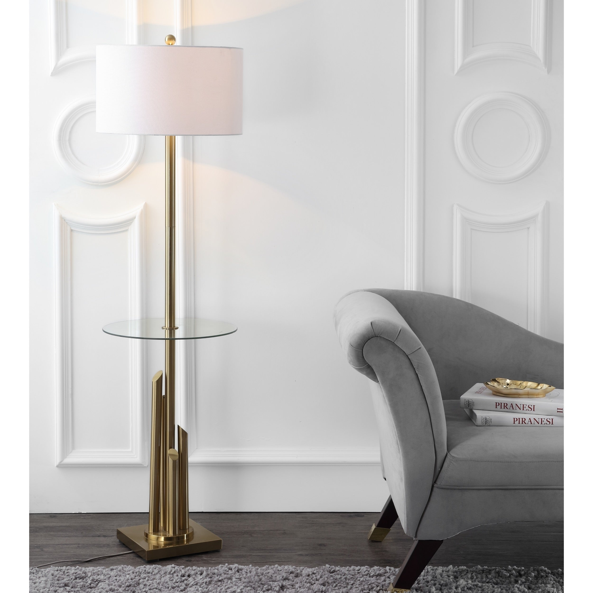 Safavieh Lighting 61 Inch Ambrosio Glass Side Table Floor Lamp for dimensions 2500 X 2500