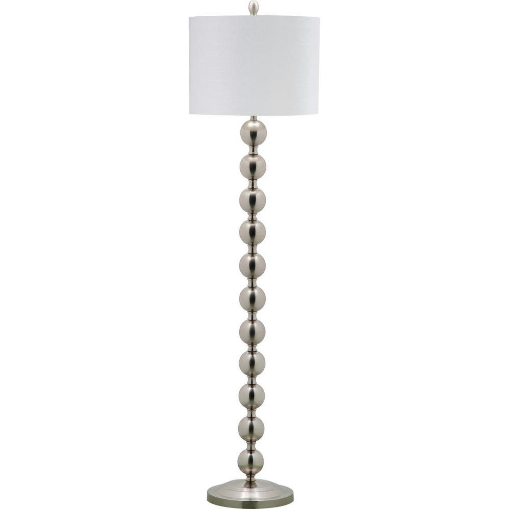 Safavieh Reflections Stacked Ball 585 In Nickel Floor Lamp With White Shade throughout measurements 1000 X 1000