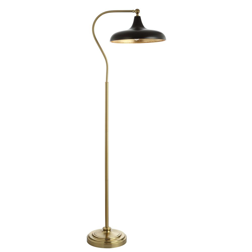Safavieh Stefan 68 In Brassgold Floor Lamp With Black Shade for proportions 1000 X 1000