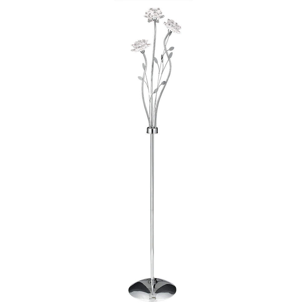 Searchlight 7283cc Bellis Chrome And Glass Flower Floor Lamp in size 1000 X 1000