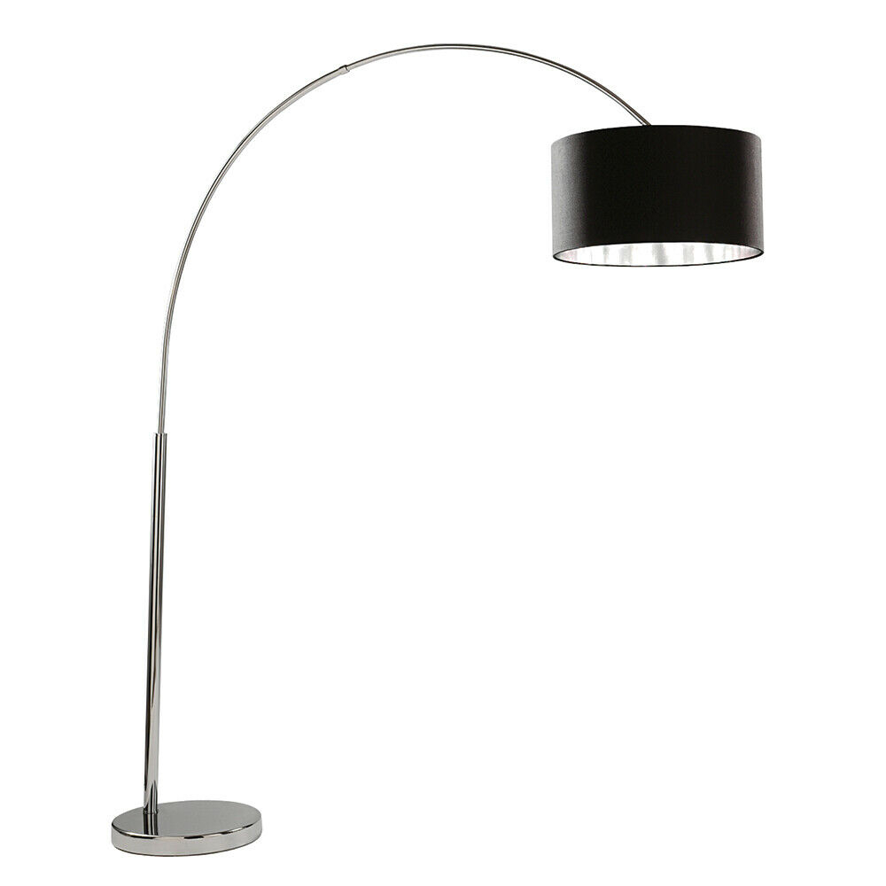 Searchlight Chrome Black Shade Silver Arc Free Standing Reading Floor Lamp Light pertaining to measurements 1000 X 1000