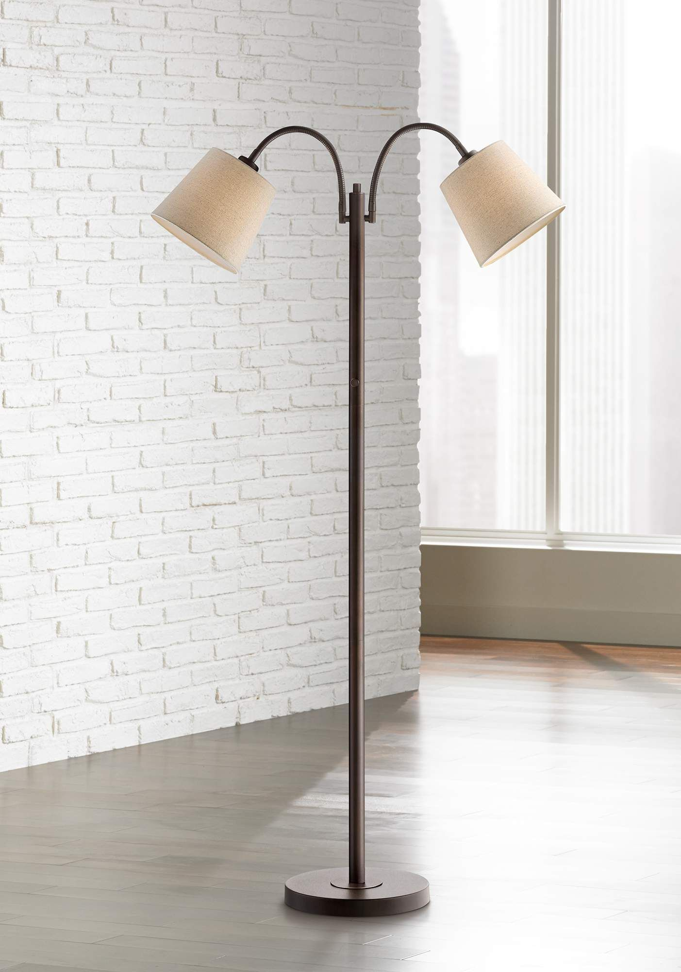 Seneca Bronze Twin Arm Gooseneck Floor Lamp 1y460 Lamps in measurements 1403 X 2000