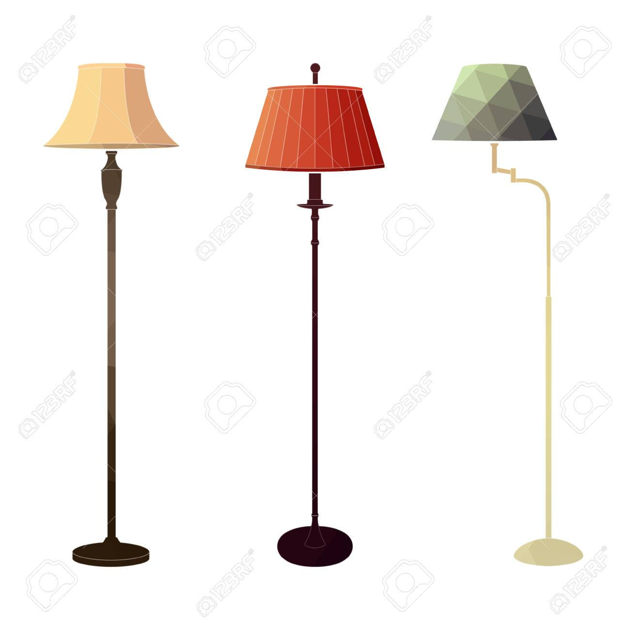 Set Of Retro Colored Floor Lamps On White Background In The Style inside proportions 1300 X 1300