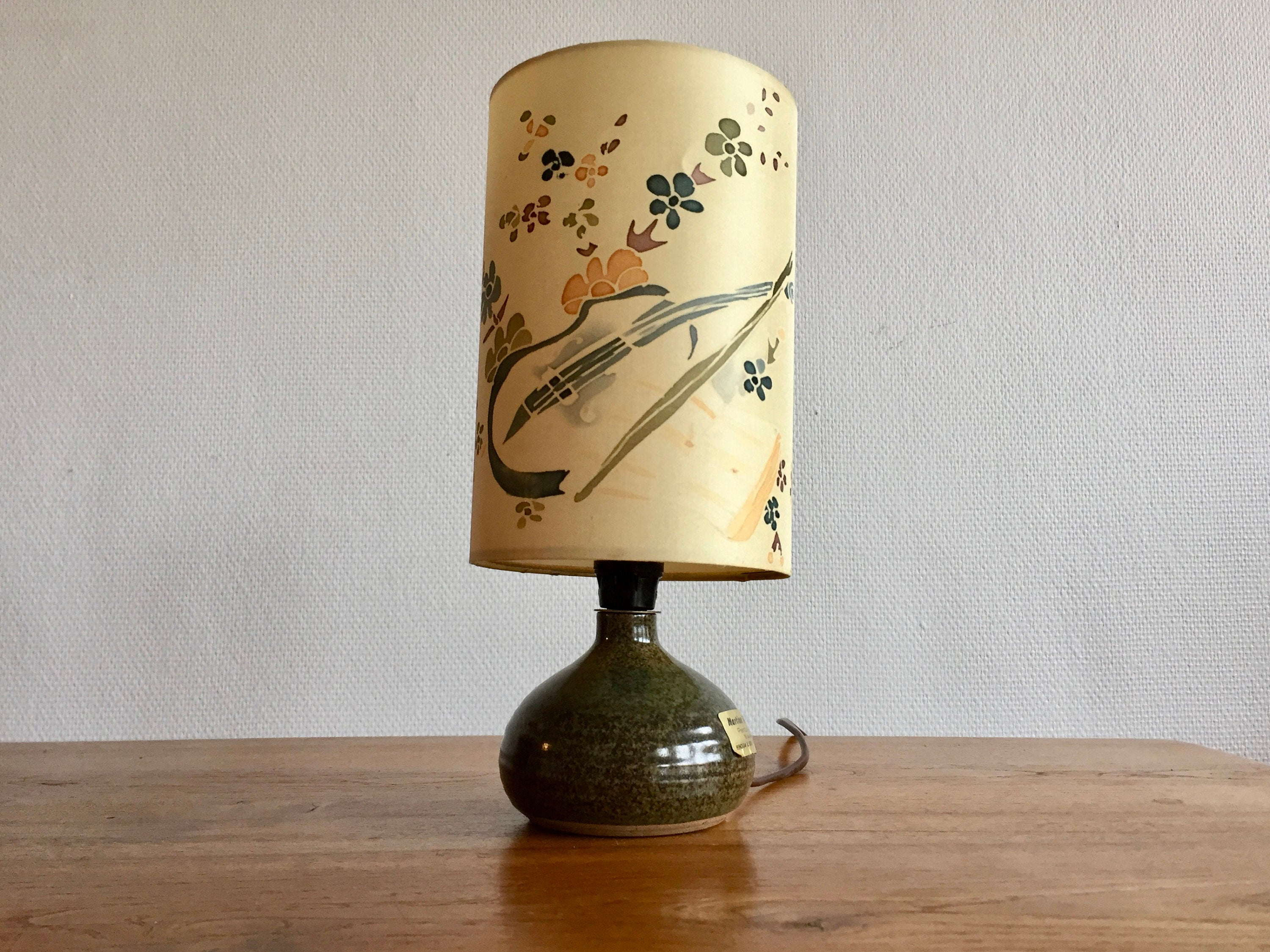 Silk Painted And Glazed Ceramic Accent Lamp Vintage Hippie 1970s Lamp French Craftsmanship Flowers Book Violin Gift intended for measurements 3000 X 2250