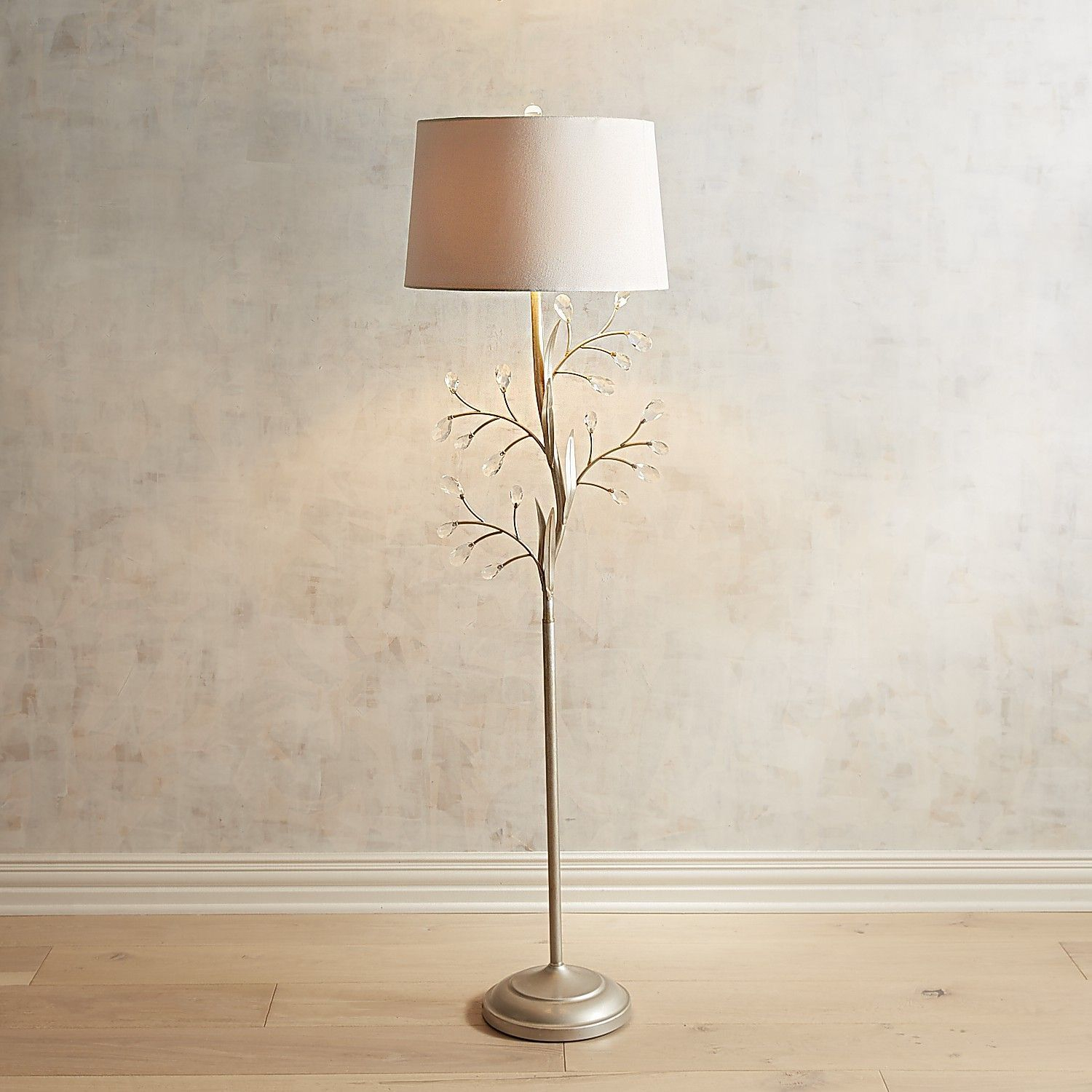 Silver Finish Crystal Leaf Floor Lamp Lighting Floor in proportions 1500 X 1500