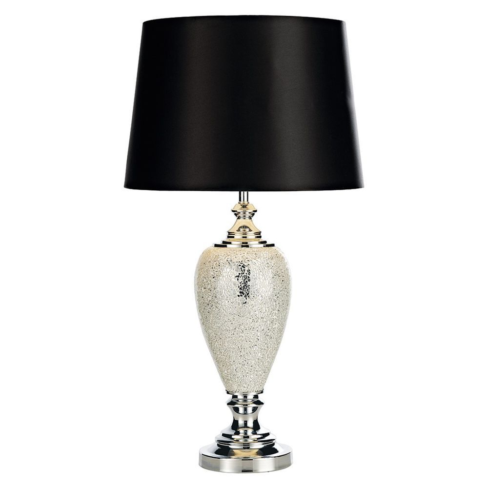 Silver Mosaic Table Lamp Complete With Black Shade Front within measurements 1000 X 1000