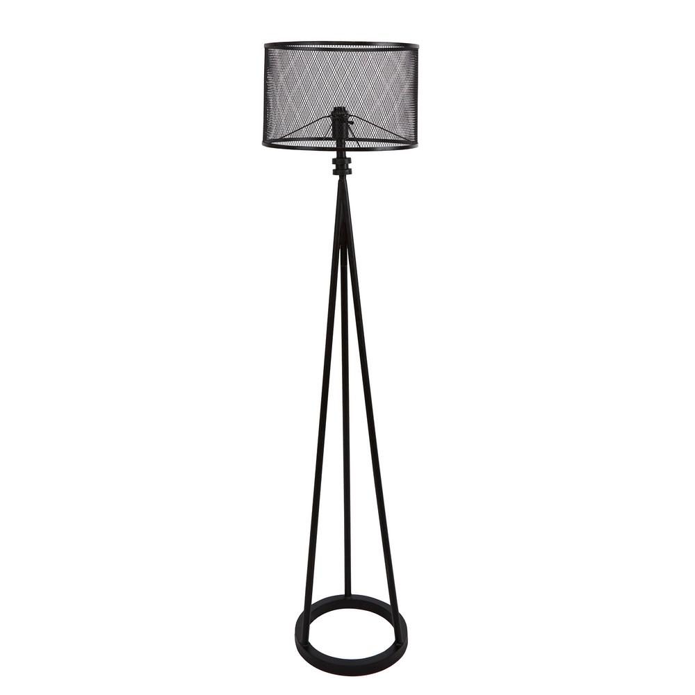 Silverwood Furniture Reimagined 64 In Woodruff Industrial Tripod Black Floor Lamp With Shade for measurements 1000 X 1000