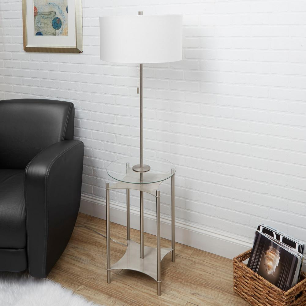 Silverwood Furniture Reimagined Alyssa 565 In Brushed Nickel Floor Lamp With Linen Shade in dimensions 1000 X 1000